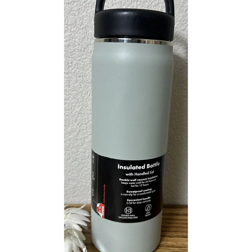 OXO Strive 40oz Insulated Water Bottle Grey Handled Lid (Small Dent See Pics) - Picture 2 of 3